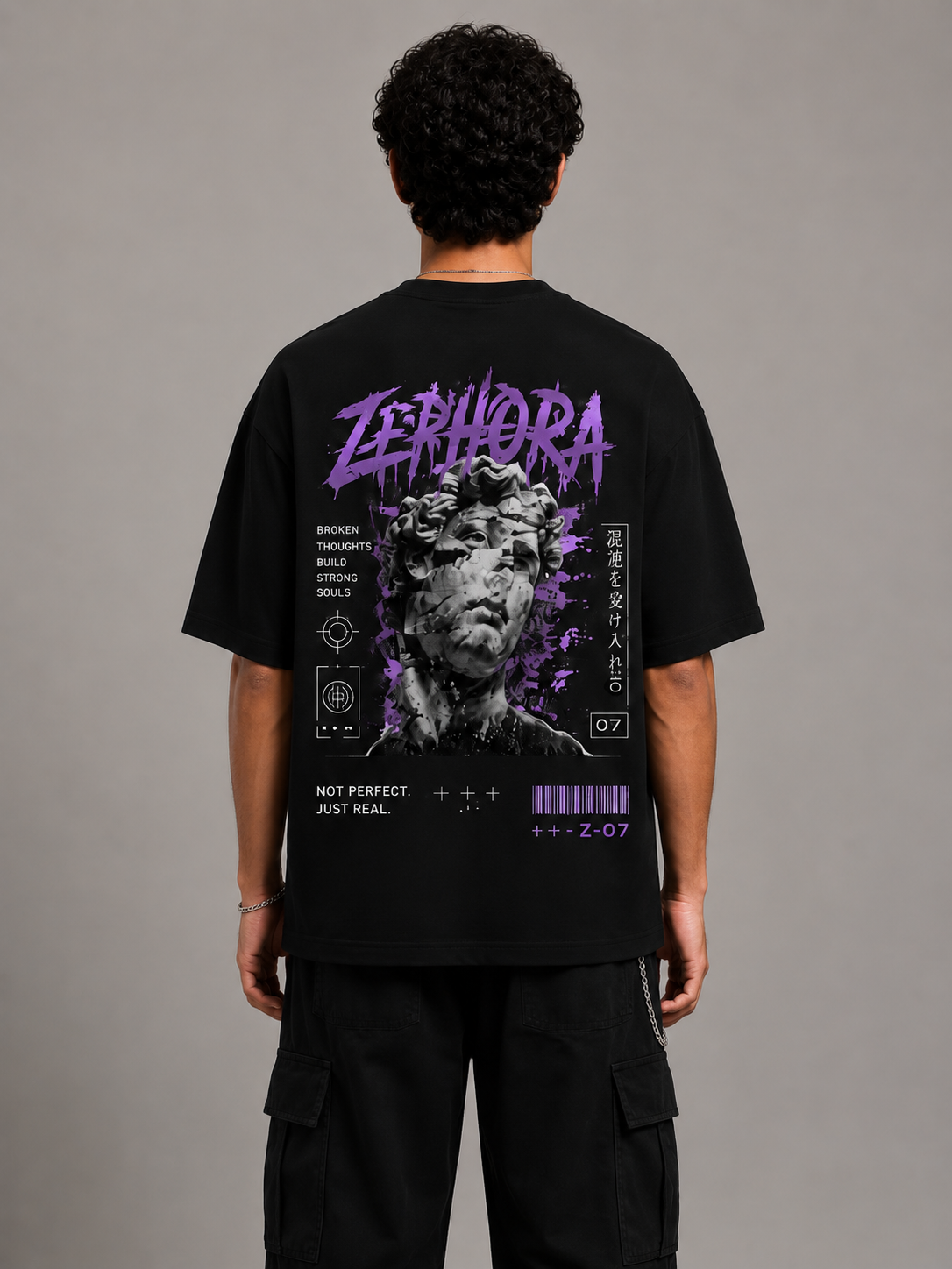 Zephora Broken Thoughts Graphic Oversized T-Shirt