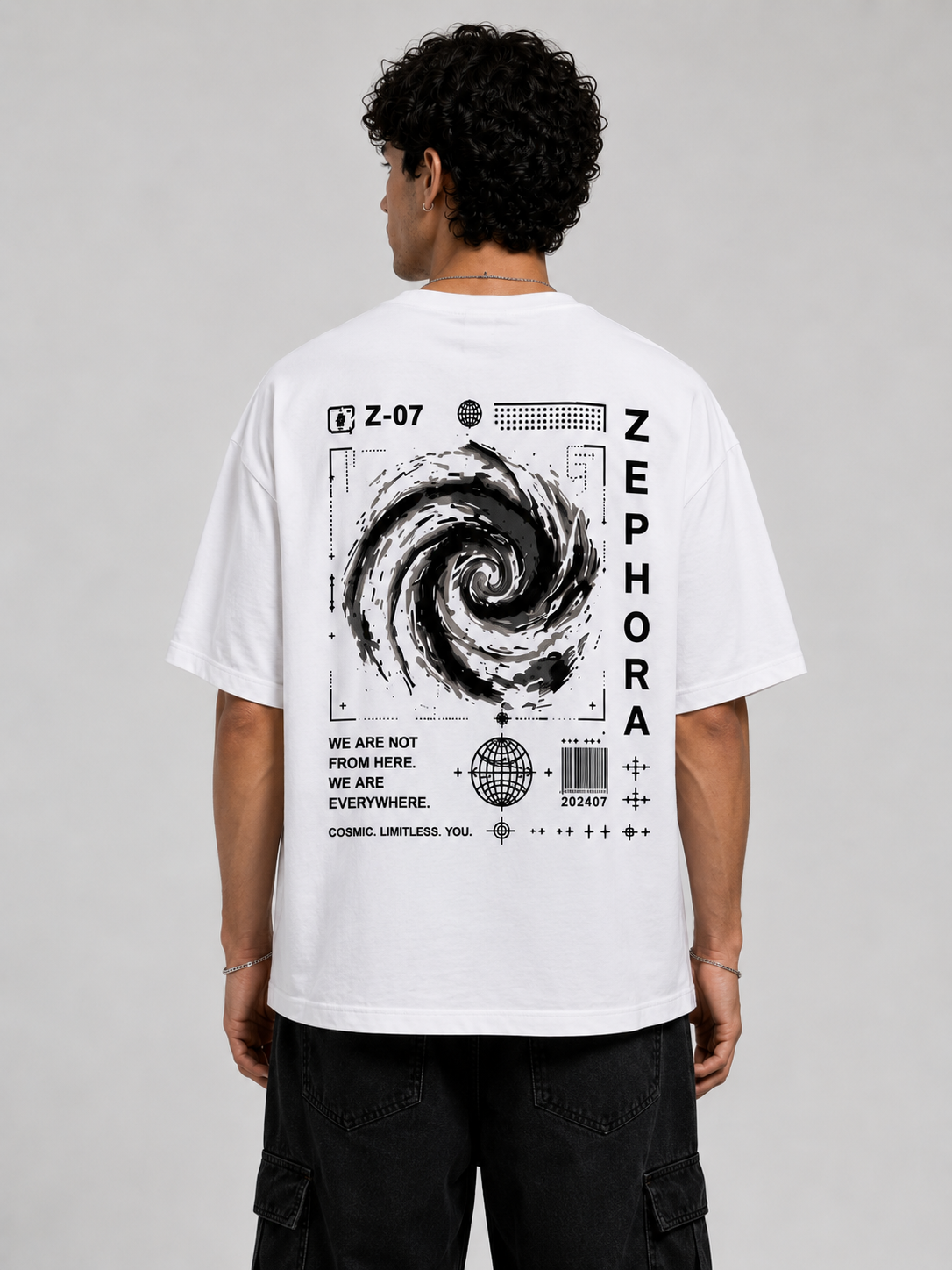 Zephora Cosmic Spiral Graphic Oversized T-Shirt